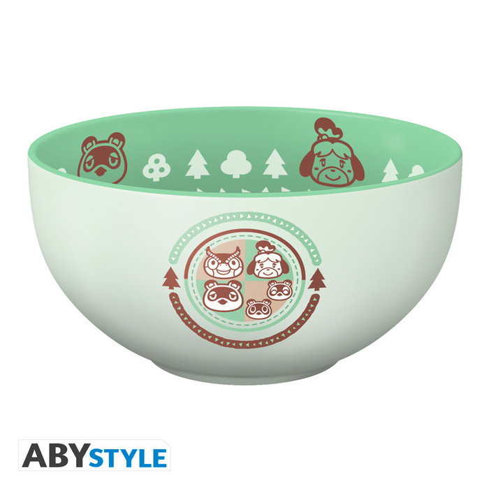 ABYstyle Bol/Bowl Oficial Animal Crossing 600 ml con Personajes, Licencia Nintendo, Cerámica Apto Microondas