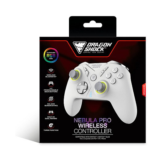 DragonShock Nebula Pro Wireless Gamepad para Nintendo Switch Blanco