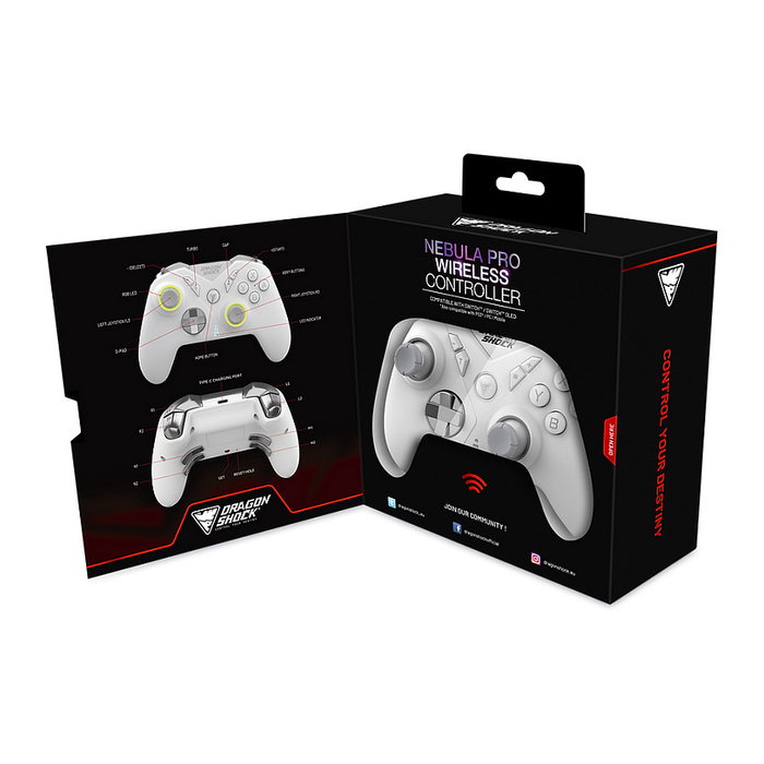 DragonShock Nebula Pro Wireless Gamepad para Nintendo Switch Blanco