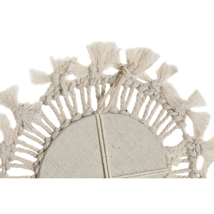 DKD Home Decor Set de 3 Espejos Macramé y Cristal Blanco 20x20 cm