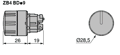 SCHNEIDER ELECTRIC Interruptor rotativo Harmony XB4 de 22mm, 1 posición estable, negro