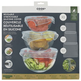 Cook Concept Juego de 3 Tapas de Silicona Estirables con 3 Tamaños