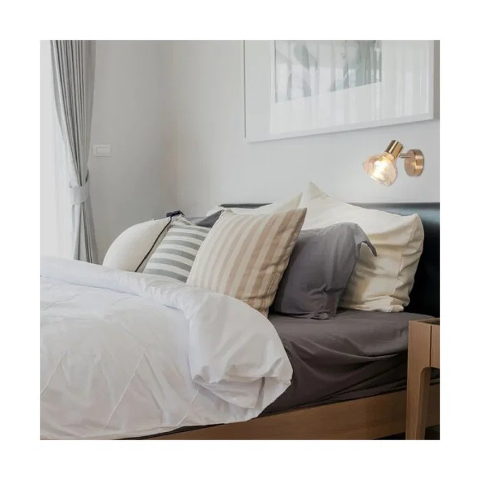 RABALUX 5546 Foco "Holly" E14 Cristal Ahumado Metal Dorado Antiguo Decorativo