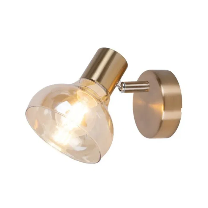 RABALUX 5546 Foco "Holly" E14 Cristal Ahumado Metal Dorado Antiguo Decorativo