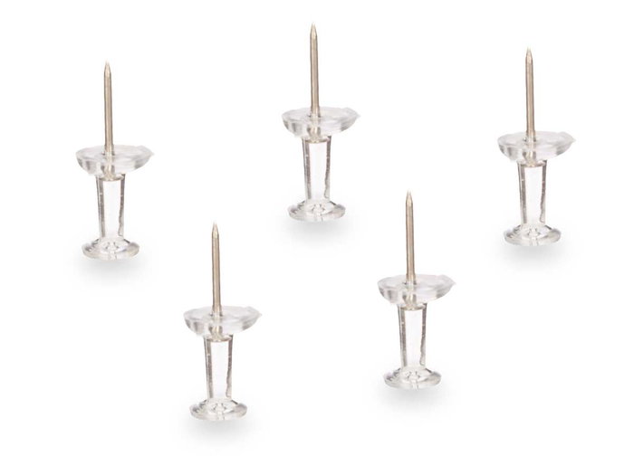 PINCELLO Set 60 Chinchetas Transparentes 2.5x11.5x1.5 cm Plástico Metal (Set de 24)