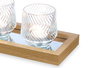 Giftdecor Centro Mesa Bandeja Espejo 3 Portavelas Plástico y Vidrio Dorado y Transparente 36x12x9.5 cm (Set de 4)