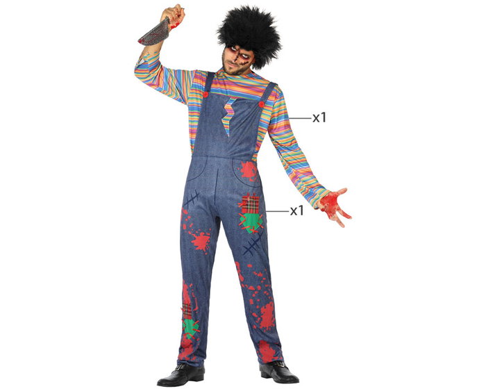 Disfraz Muñeco Sangriento Hombre Adulto - Halloween XS S - Camiseta y Pantalón