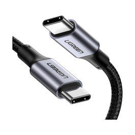 UGREEN 70427 Cable USB-C a USB-C 1m USB 2.0 480Mbps 100W Nylon Negro Plata