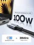 Ugreen Cable USB-C a USB-C 70427, 1 m, 100 W, Negro/Plata