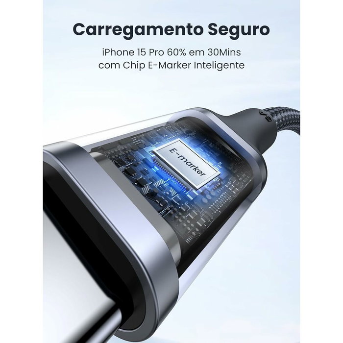 Ugreen Cable USB-C a USB-C 70427, 1 m, 100 W, Negro/Plata Ugreen Cable USB-C a USB-C 70427, 1 m, 100 W, Negro/Plata