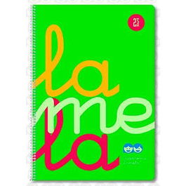 Lamela Cuaderno Espiral 80H Folio 90 gr Cuadrovía 5 mm C-Margen Cubierta PP Verde Fluorescente (Set de 5) (Set de 5)