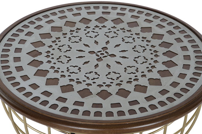 DKD Home Decor Mesita Auxiliar Abeto y Metal Negro