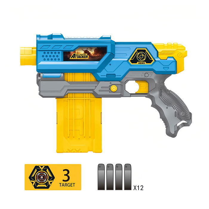 Tachan T01031 Pack Pistola Blaster, Máscara de Batalla y 12 Dardos de Espuma Suave para Niños +8 Años