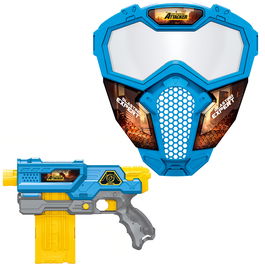 Tachan T01031 Pack Pistola Blaster, Máscara de Batalla y 12 Dardos de Espuma Suave para Niños +8 Años