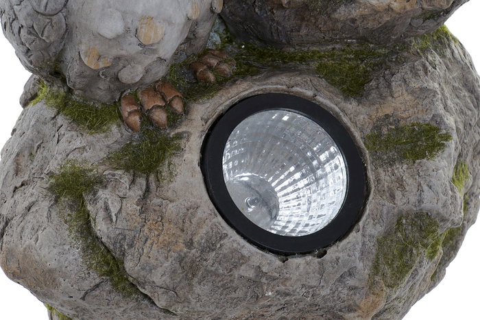 DKD Home Decor Decoración Luminosa Terraza Y Jardín Gris Solar, Buhos Hecho a Mano 20 x 41 x 25 cm (2 Unidades)