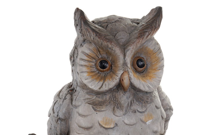 DKD Home Decor Decoración Luminosa Terraza Y Jardín Gris Solar, Buhos Hecho a Mano 20 x 41 x 25 cm (2 Unidades)