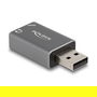 DeLOCK Adaptador de Audio USB 2.0 a 3.5 mm Macho a Hembra Plug and Play para PC y Laptop, Externo, Gris, Aluminio, 66633