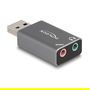 DeLOCK Adaptador de Audio USB 2.0 a 3.5 mm Macho a Hembra Plug and Play para PC y Laptop, Externo, Gris, Aluminio, 66633