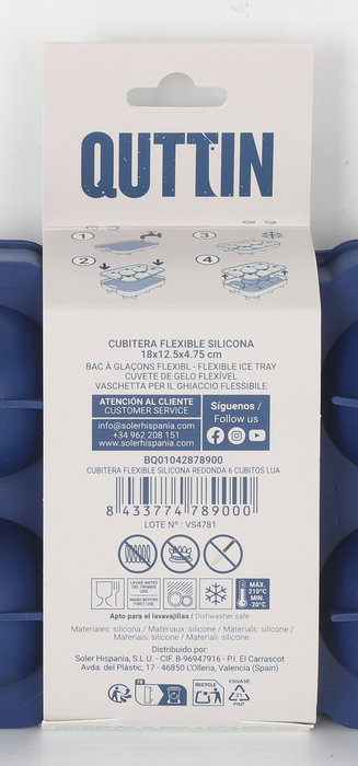 Inde Cubitera Flexible de Silicona Roja para 6 Cubitos de Hielo, 18 x 12.5 x 4.75 cm (24 Unidades)