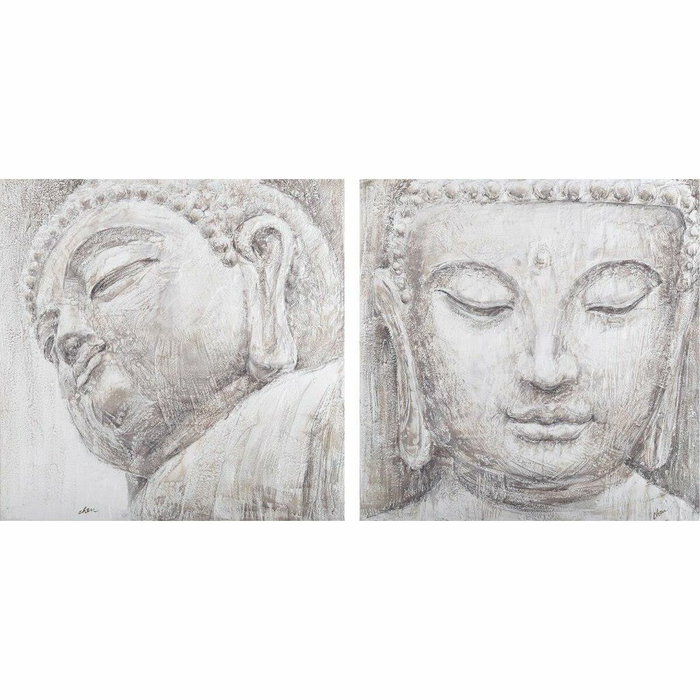 DKD Home Decor Cuadro Lienzo Pino Buda Set de 2 unidades 80x80x3,5 cm