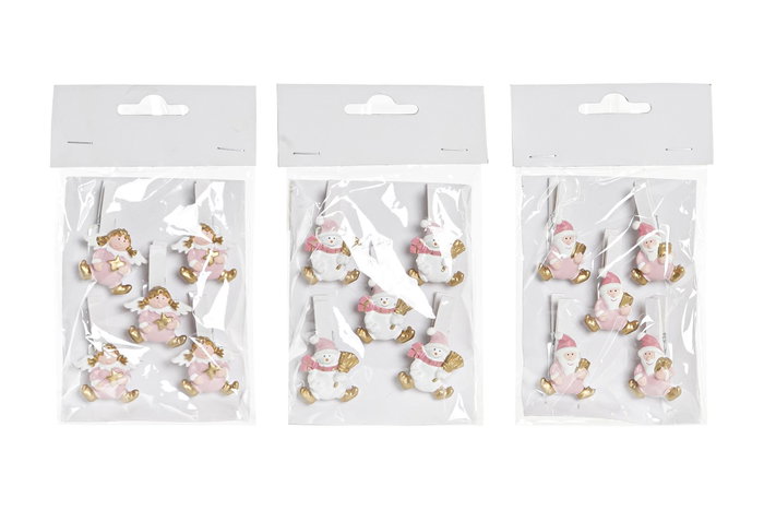 DKD Home Decor Set de 5 Pinzas de MDF Surtidas en Blanco y Rosa DKD Home Decor Set de 5 Pinzas de MDF Surtidas en Blanco y Rosa