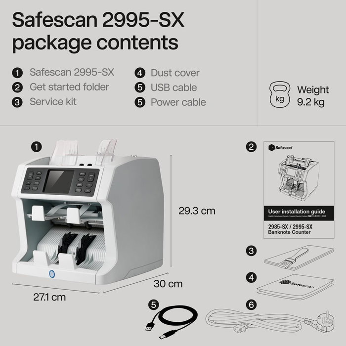 Safescan 2995-SX Contador de Billetes Negro y Blanco Safescan 2995-SX Contador de Billetes Negro y Blanco