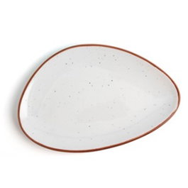 Ariane Plato Terra Arena Triangular 29 cm - Plato Llano en Vitro Porcelana - 29 cm x 19 cm x 3 cm (Set de 6)