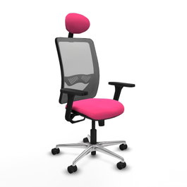 PIQUERAS Y CRESPO Silla de oficina Zulema con mecanismo Sincro, Rosa y Gris