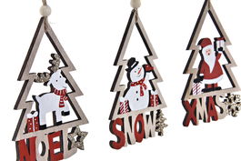 DKD Home Decor Colgante Navidad Tradicional Rojo Natural 24 Unidades 0.5 x 12 x 7.7 cm