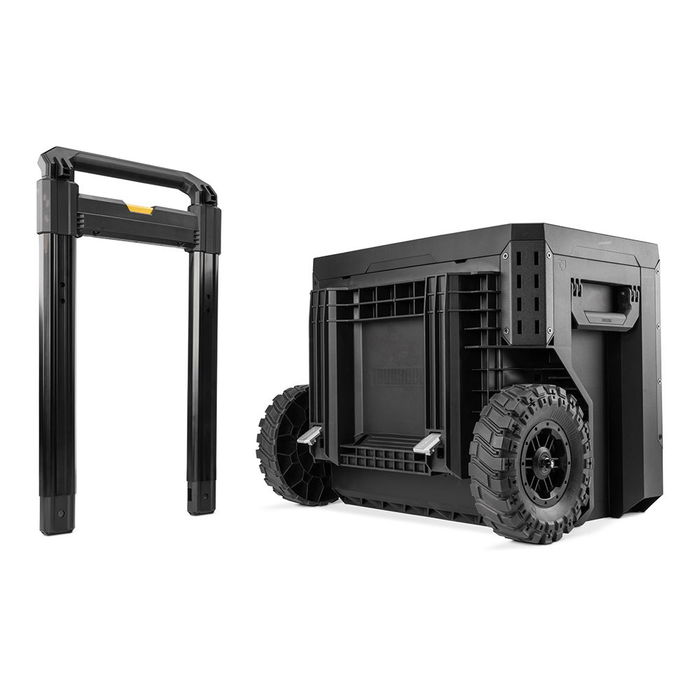 Toughbuilt Caja de Herramientas con Ruedas 2 Cajones Stacktech, Apilable, Mango Telescópico, 113 kg Capacidad, 53 x 40.5 x 47.7 cm