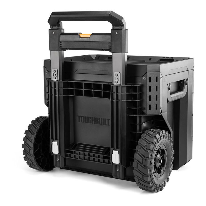 Toughbuilt Caja de Herramientas con Ruedas 2 Cajones Stacktech, Apilable, Mango Telescópico, 113 kg Capacidad, 53 x 40.5 x 47.7 cm