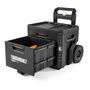 Toughbuilt Caja de Herramientas con Ruedas 2 Cajones Stacktech, Apilable, Mango Telescópico, 113 kg Capacidad, 53 x 40.5 x 47.7 cm