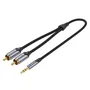 Vention BCNBI Cable de Audio 3,5mm Macho a 2x RCA Macho - 3 Metros, Color Gris, Conector Dorado, Para Altavoces, Amplificador, PC