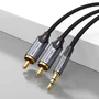 Vention BCNBI Cable de Audio 3,5mm Macho a 2x RCA Macho - 3 Metros, Color Gris, Conector Dorado, Para Altavoces, Amplificador, PC