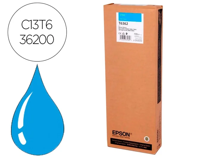Epson Cartucho de Tinta Cian C13T636200 700 ml UltraChrome HDR Epson Cartucho de Tinta Cian C13T636200 700 ml UltraChrome HDR