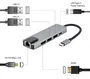 Gembird A-CM-COMBO5-04 Hub USB-C 5 en 1 con HDMI 4K 30Hz, LAN Gigabit, 2 Puertos USB, Carga PD 87W y Base para Portátil - Plata