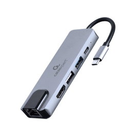 GEMBIRD A-CM-COMBO5-04 Base para portátil y replicador de puertos USB 3.2 Gen 1 Type-C Plata