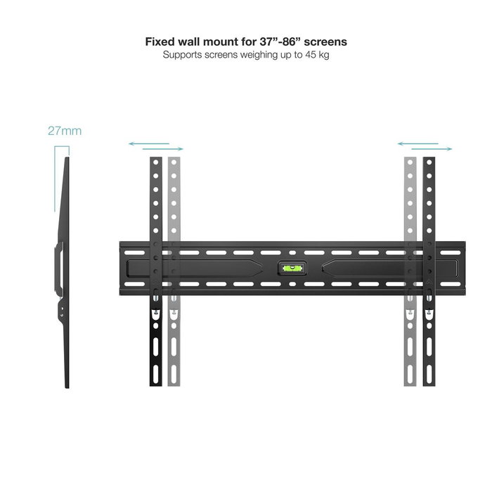 TooQ Soporte Fijo de Pared LP1050F-B para Pantallas 37-86 Pulgadas, Negro