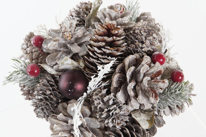 DKD Home Decor Centro Mesa Navidad Alpina Blanco Rojo 19 x 19 x 19 cm (2 Unidades)