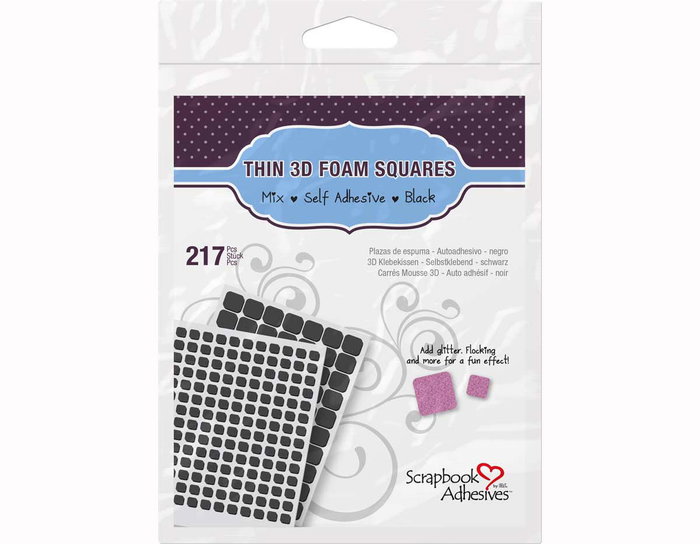 Scrapbook Adhesives by 3L Adhesivo espuma fina 3D cuadrados negro medidas surtidas Scrapbook Adhesives by 3L Adhesivo espuma fina 3D cuadrados negro medidas surtidas