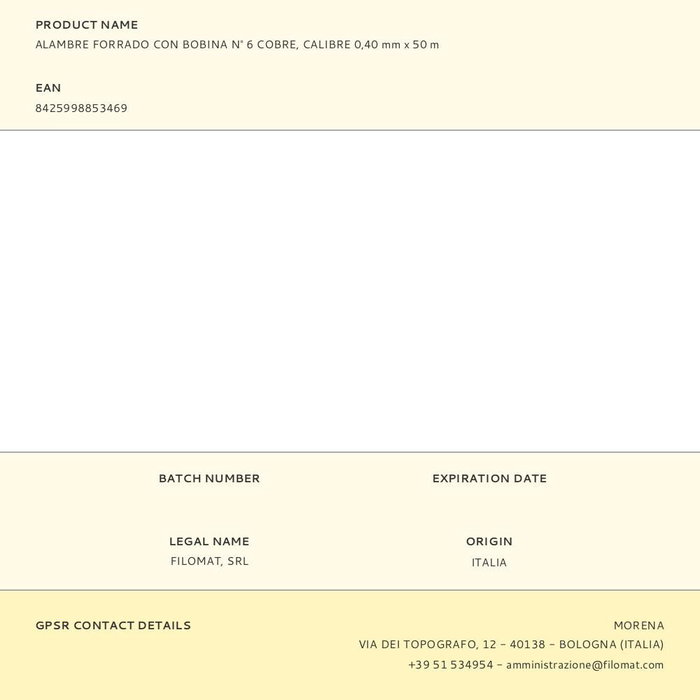 Alambre forrado Cobre Calibre 0,40 mm x 50 m