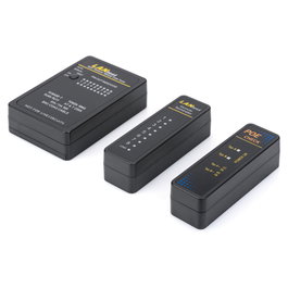 Digitus Comprobador de Cables de Red y Comunicación RJ45 y BNC, Prueba PoE, Negro con LEDs Rojos, 9V, Incluye Funda y Pilas