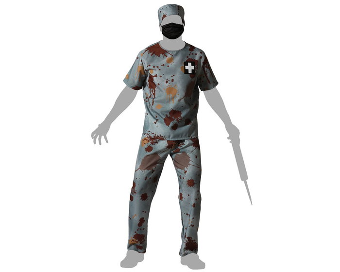 Disfraz de Cirujano Macabro para Adulto con Manchas de Sangre, Talla M-L