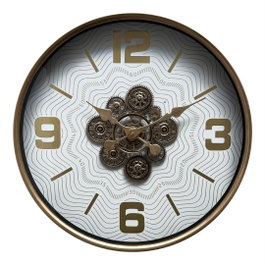 DKD Home Decor Reloj de Pared Metal y Cristal Blanco y Dorado 60x60 cm