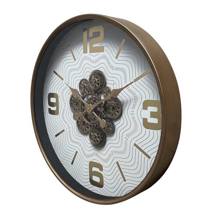 DKD Home Decor Reloj de Pared Metal y Cristal Blanco y Dorado 60x60 cm