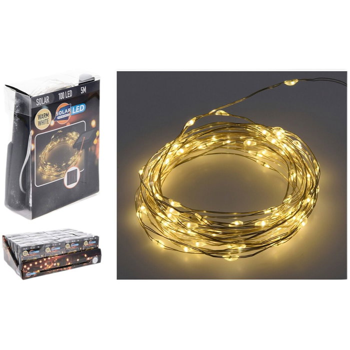 Basics Guirnalda micro LED blanco cálido 100 LEDs solar 7 m Basics Guirnalda micro LED blanco cálido 100 LEDs solar 7 m