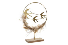 DKD Home Decor Decoración Metal MDF Golondrinas Dorado