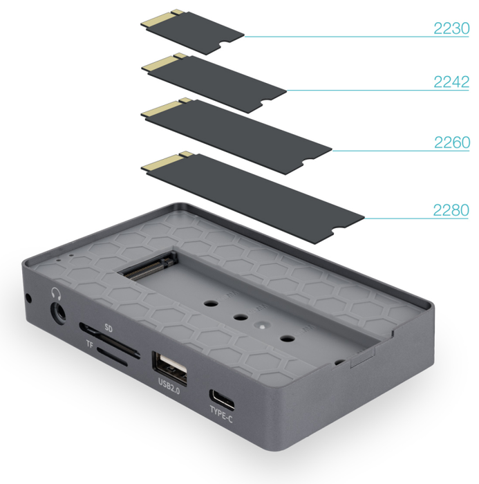 Tooq TQE-2242G Caja Externa SSD M.2 y HUB USB-C 10 en 1, Gris Tooq TQE-2242G Caja Externa SSD M.2 y HUB USB-C 10 en 1, Gris