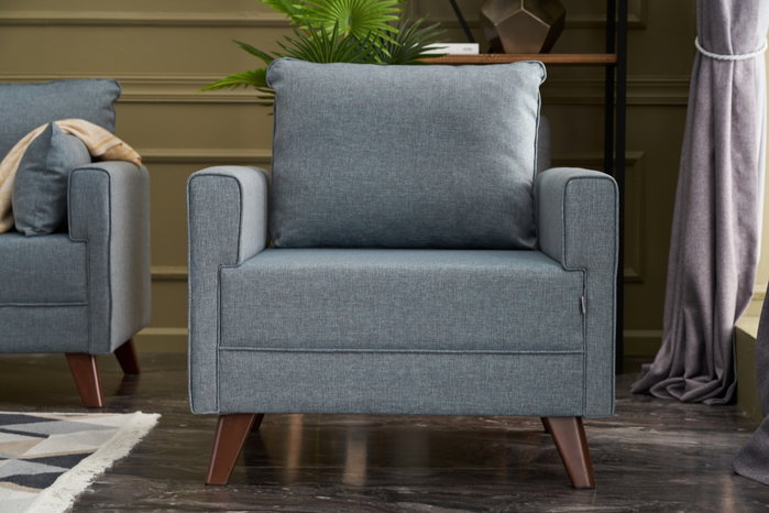 Atelier Del Sofa Sofá de 1 Plaza Azul Tapizado en Poliéster Cómodo y Elegante 82x85x81 cm