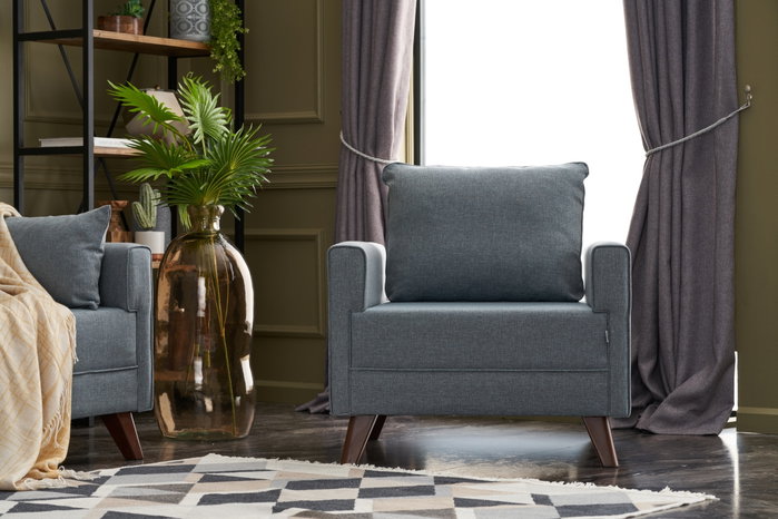 Atelier Del Sofa Sofá de 1 Plaza Azul Tapizado en Poliéster Cómodo y Elegante 82x85x81 cm